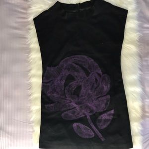 Tina Vivarra Black With Purple Floral Dress -  L